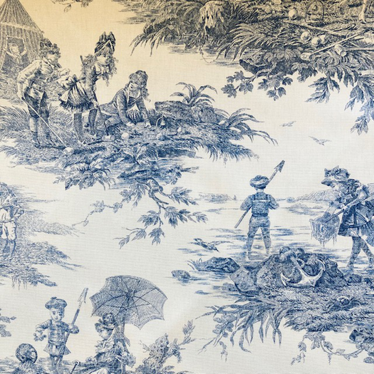 (u"Toile de Jouy HISTOIRE D'EAU Bleu",)