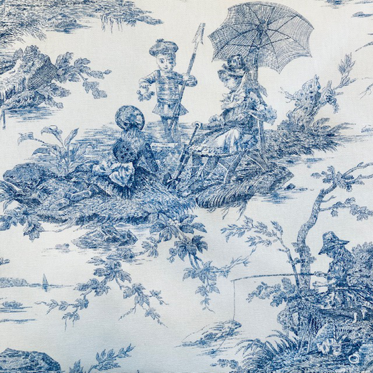 Toile de Jouy HISTOIRE D'EAU Bleu