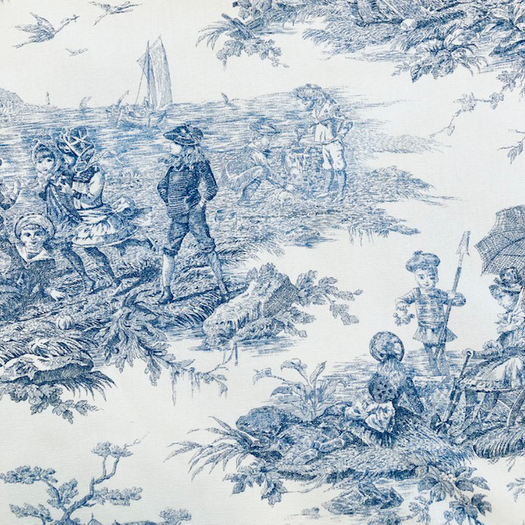 (u"Toile de Jouy HISTOIRE D'EAU Bleu",)