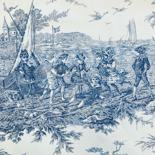 (u"Toile de Jouy HISTOIRE D'EAU Bleu",)