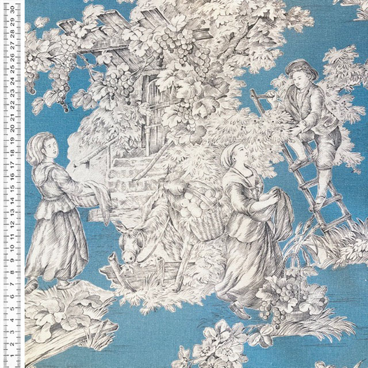 (u'Toile de Jouy PASTORALE Bleu',)