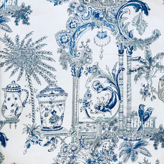 Toile de Jouy Siam Bleu